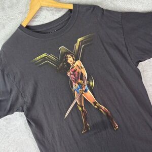 Wonder Woman Men's Black Graphic Tee Sword Logo DC Comics Sz L Justice League‎